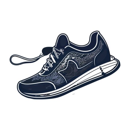 Téléchargez les illustrations : Courir des hommes dans des chaussures de sport sur fond icône isolé - en licence libre de droit