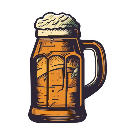 Illustration for Frothy drink in beer glass icon isolated - Royalty Free Image