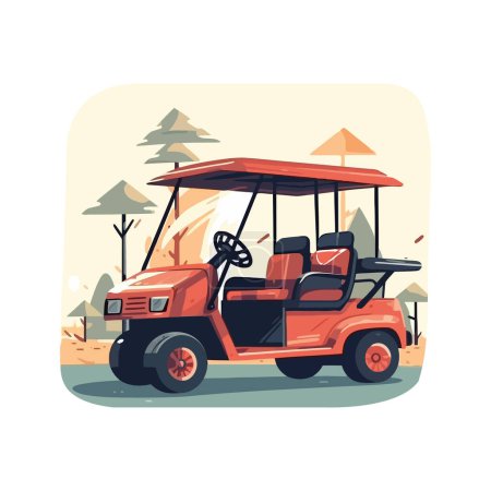 Illustration for Golf cart driving through landscape outdoors icon isolated - Royalty Free Image