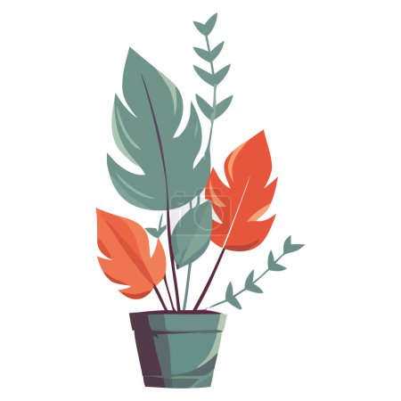 Ilustración de Planta de interior y hojas icono de ilustración aislado - Imagen libre de derechos