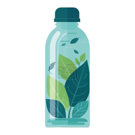 Téléchargez les illustrations : Icône de bouteille en verre d'herbe biologique frais isolé - en licence libre de droit