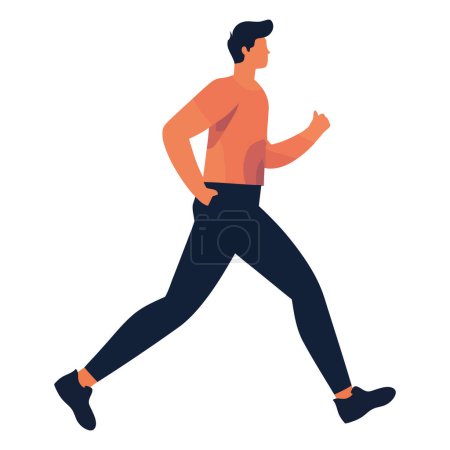 Illustration for Muscular man sprinting in a sports race over white - Royalty Free Image