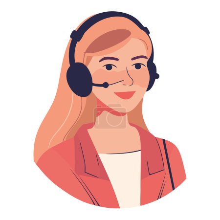 Téléchargez les illustrations : Dame avec écouteurs modernes sur blanc - en licence libre de droit