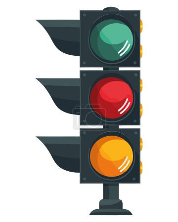 Illustration for Yellow stop sign controls traffic at crosswalk isolated - Royalty Free Image