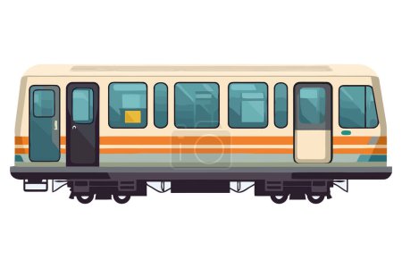 Illustration for Modern yellow bus on railroad track isolated - Royalty Free Image