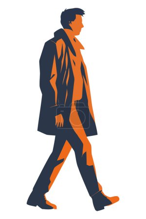 Illustration for Silhouette businessman walking with isolated - Royalty Free Image