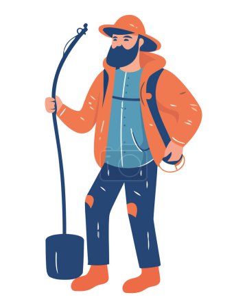 Illustration for One person walking outdoors in winter clothing isolated - Royalty Free Image