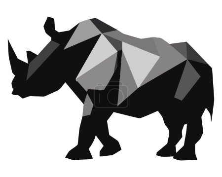 Téléchargez les illustrations : Grand rhinocéros debout sur le blanc - en licence libre de droit
