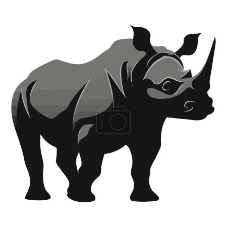 Téléchargez les illustrations : Grand rhinocéros debout design sur blanc - en licence libre de droit