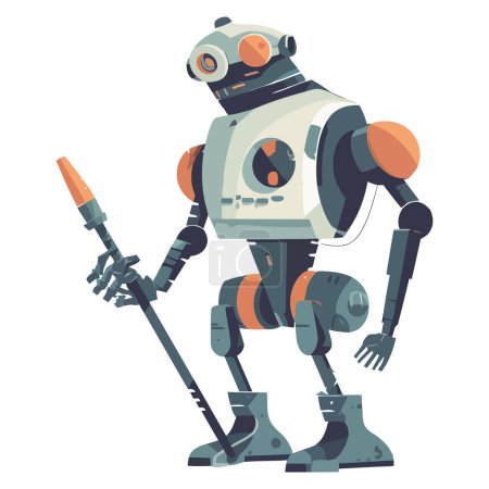 Téléchargez les illustrations : Conception de robot futuriste sur blanc - en licence libre de droit