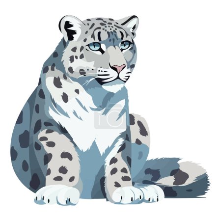 Illustration for Spotted jaguar sitting illustration over white - Royalty Free Image