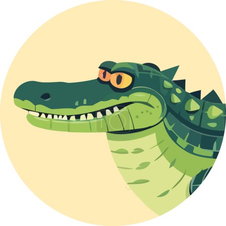 Téléchargez les illustrations : Mascotte de crocodile mignon avec des dents acérées isolé - en licence libre de droit