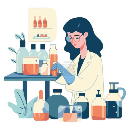 Illustration for Female scientist in lab coat medicine isolated - Royalty Free Image