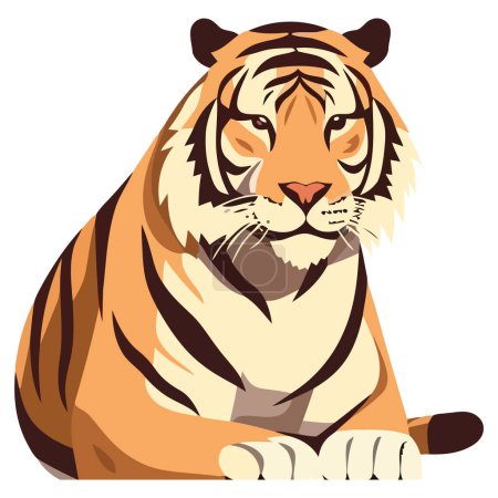 Téléchargez les illustrations : Grand, féroce tigre du Bengale assis isolé - en licence libre de droit