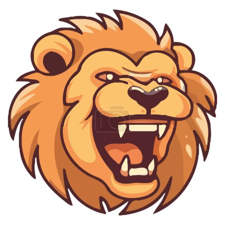 Ilustración de Gran mascota de león rugiendo con agresión aislada - Imagen libre de derechos