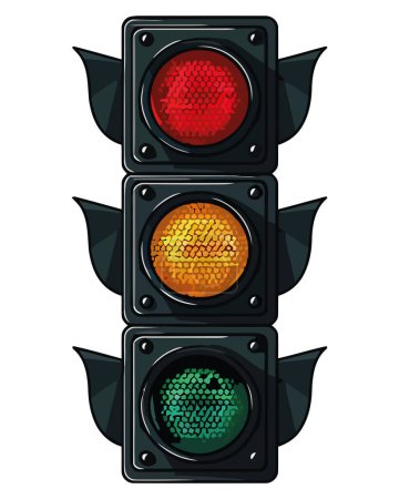 Illustration for Traffic control illuminates stoplight for safety isolated - Royalty Free Image