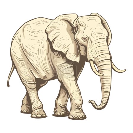 Illustration for African elephant walking over white - Royalty Free Image