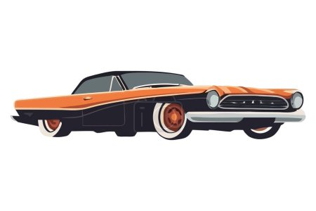 Ilustración de Vintage coche de conducción rápida sobre blanco - Imagen libre de derechos