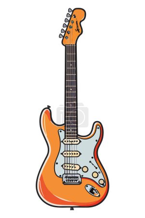 Téléchargez les illustrations : Guitare électrique jouant du rock sur blanc - en licence libre de droit
