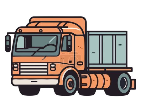 Illustration for Orange truck vector over white - Royalty Free Image
