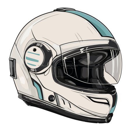Téléchargez les illustrations : Illustration de casque de motard sur blanc - en licence libre de droit
