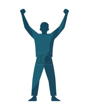 Ilustración de Silueta de hombre de negocios, logro triunfo icono aislado - Imagen libre de derechos