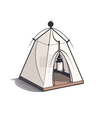 Illustration for Camping tent with lantern, adventure and freedom icon isolated - Royalty Free Image
