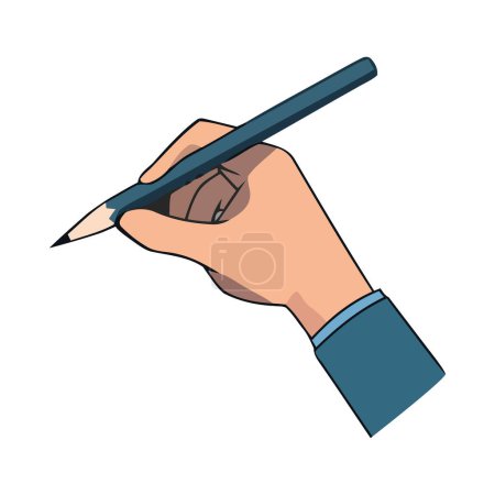 Illustration for Businessman holding pencil, white backdrop icon isolated - Royalty Free Image