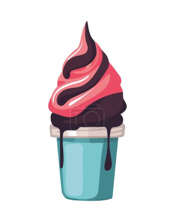 Téléchargez les illustrations : Crème glacée mignonne symbolise icône de fraîcheur d'été isolé - en licence libre de droit