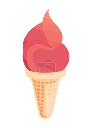 Téléchargez les illustrations : Cône de crème glacée sucrée dans une icône vectorielle isolée - en licence libre de droit