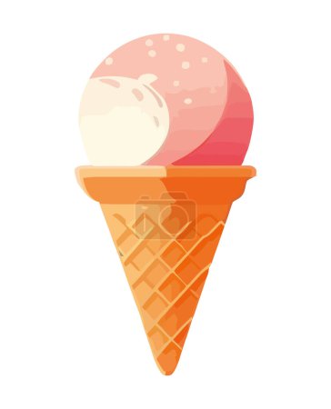 Téléchargez les illustrations : Cône de crème glacée, une icône douce de rafraîchissement d'été isolé - en licence libre de droit