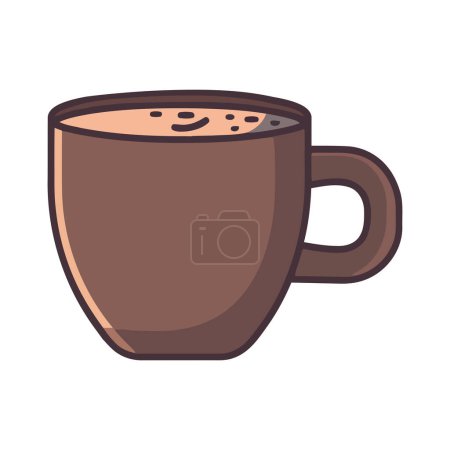 Illustration for Cute cartoon coffee mug with frothy cappuccino icon isolated - Royalty Free Image