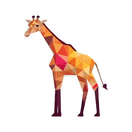 Téléchargez les illustrations : Les formes géométriques créent une icône de mascotte de girafe moderne isolée - en licence libre de droit
