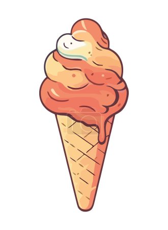 Téléchargez les illustrations : Cône de crème glacée symbolise icône de rafraîchissement d'été isolé - en licence libre de droit