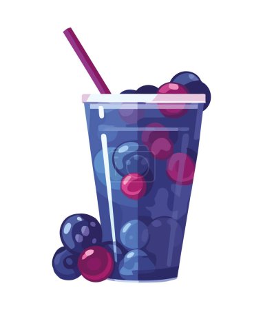 Ilustración de Divertido icono de cóctel con frutas de arándano icono aislado - Imagen libre de derechos