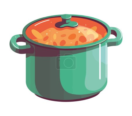 Illustration pour Soupe bouillante dans un chaudron, icône du déjeuner gastronomique chaud isolé - image libre de droit