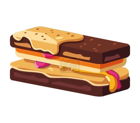 Téléchargez les illustrations : Biscuit au dessert frais et icône crème isolé - en licence libre de droit