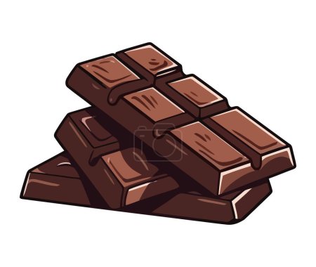 Illustration for Dark chocolate snack stack, gourmet candy sweetness icon isolated - Royalty Free Image