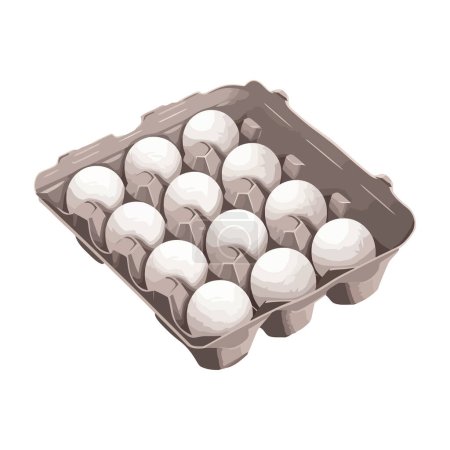 Illustration for Fresh organic eggs in cardboard packaging tray icon isolated - Royalty Free Image