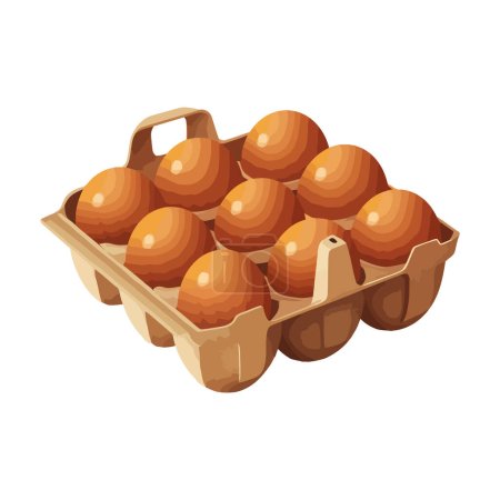 Illustration for Fresh farm eggs in a container icon isolated - Royalty Free Image