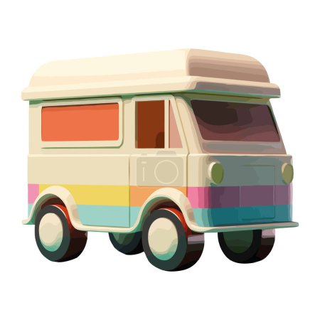Illustration for Summer adventure, Hippie bus driving to freedom icon isolated - Royalty Free Image