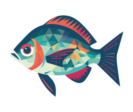 Illustration for Colored fish swimming, abstract design icon isolated - Royalty Free Image