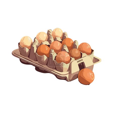 Ilustración de Huevos gourmet frescos, ingredientes saludables icono aislado - Imagen libre de derechos
