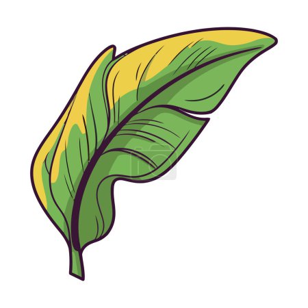 Téléchargez les illustrations : Feuille verte tropicale fond blanc icône isolé - en licence libre de droit