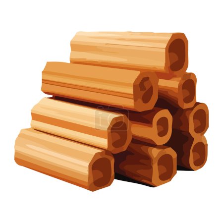 Téléchargez les illustrations : Pile de bois, tas de nature pour icône de bois de chauffage isolé - en licence libre de droit