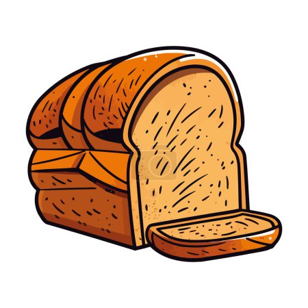 Téléchargez les illustrations : Conception d'icône de pain fraîchement cuit, aliments isolés - en licence libre de droit