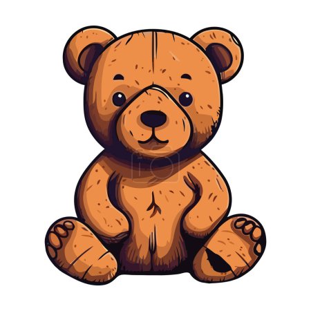 Téléchargez les illustrations : Mascotte moelleuse ours en peluche apporte icône de joie isolé - en licence libre de droit