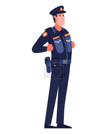 Téléchargez les illustrations : Gardien debout près du panneau de surveillance, icône isolée - en licence libre de droit