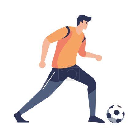 Illustration for Muscular man running with soccer ball icon isolated - Royalty Free Image