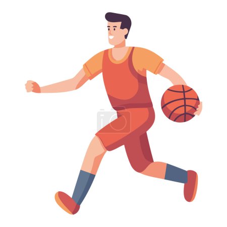 Illustration for Man jumping for success in basketball championship icon - Royalty Free Image